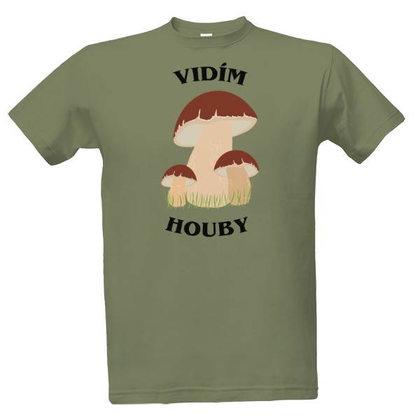 Tričko s potiskem Vidím Houby triko