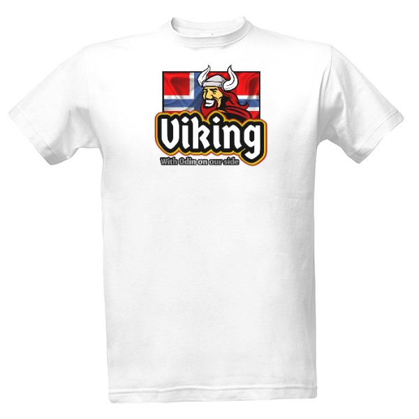 Tričko s potiskem Viking a norská vlajka
