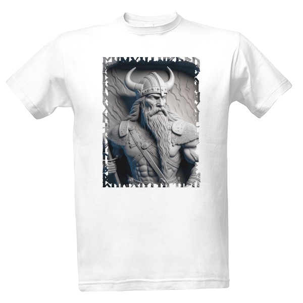 Tričko s potiskem Viking-Bílý reliéf