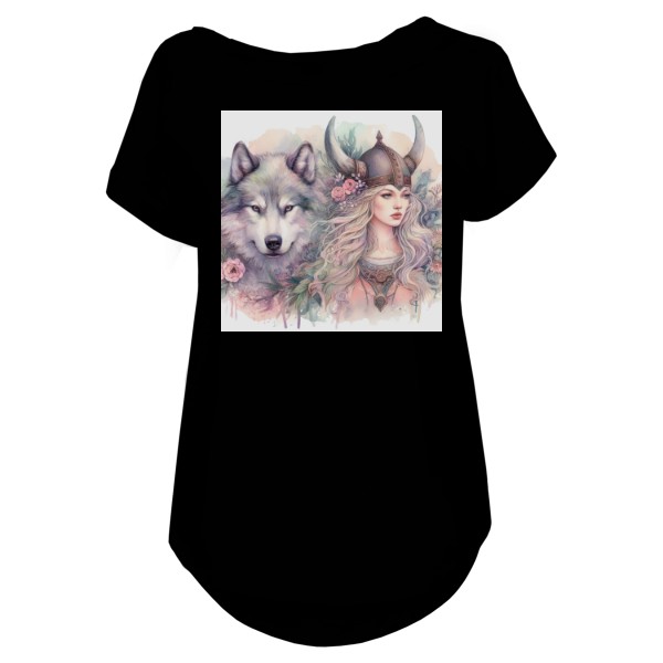 Vikingská dívka s vlkem T-shirt