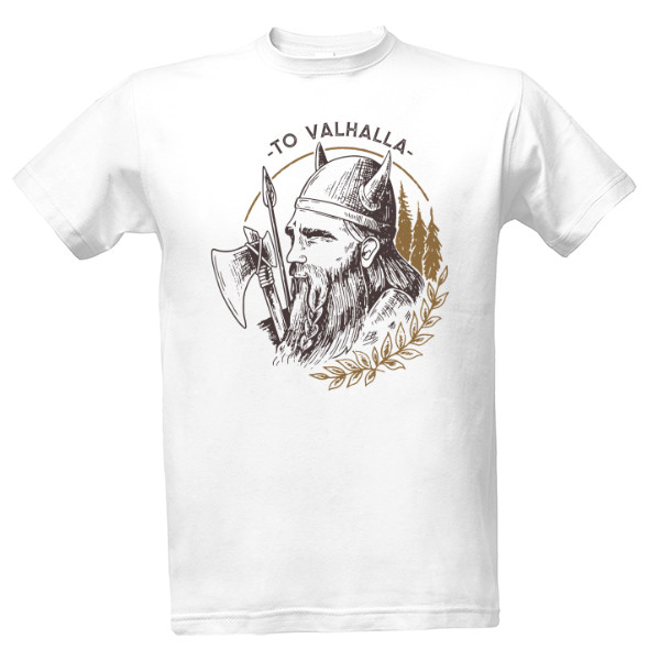 Tričko s potiskem Vikingský válečník Valhalla