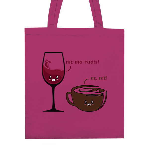 Nákupní taška unisex s potiskem Víno a káva - co mám radši