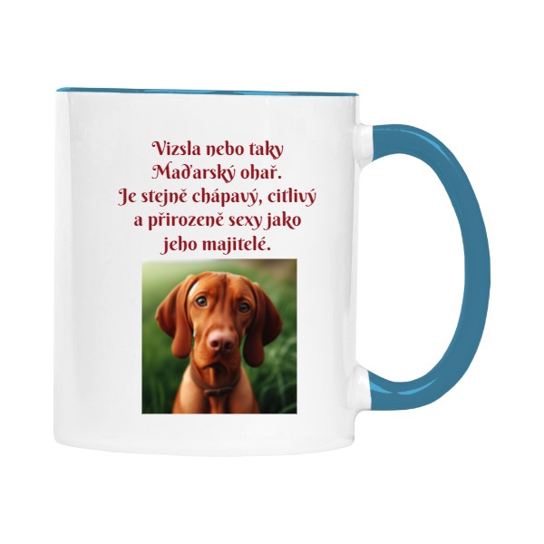 Hrnek malý bílý s potiskem Vizsla a kafe