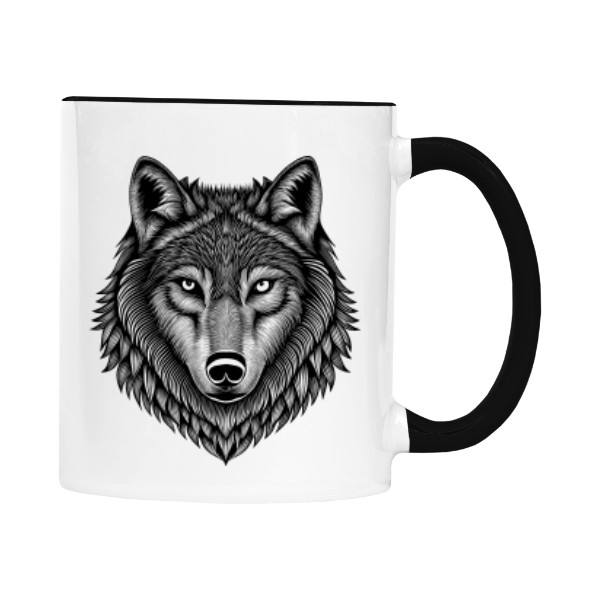 Hrnek malý barevný s potiskem Vlk