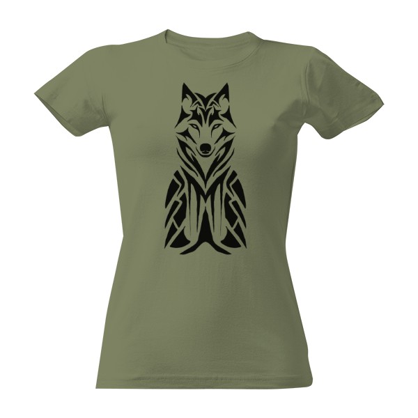 Tričko s potiskem Vlk lesní tribal design