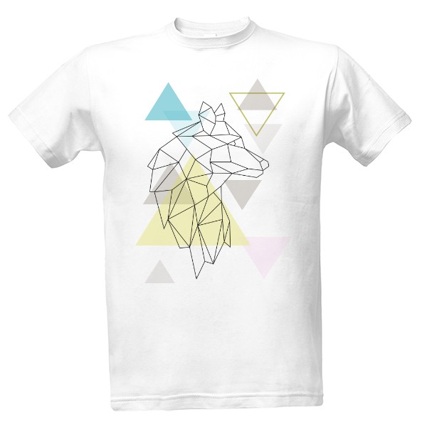 Tričko s potiskem Vlk geometric