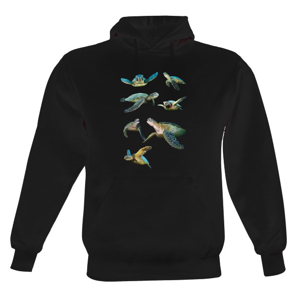 Pánská mikina s kapucí s potiskem Vodní želvy