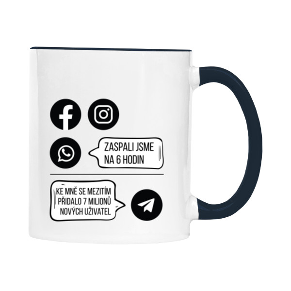 Hrnček malý farebný s potlačou Výpadek Facebooku