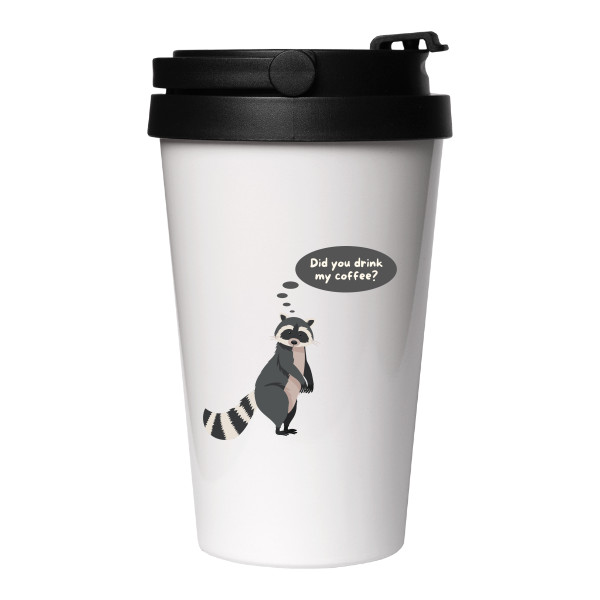 Cestovní nerezový hrnek s potiskem Vypil jsi mi kávu?