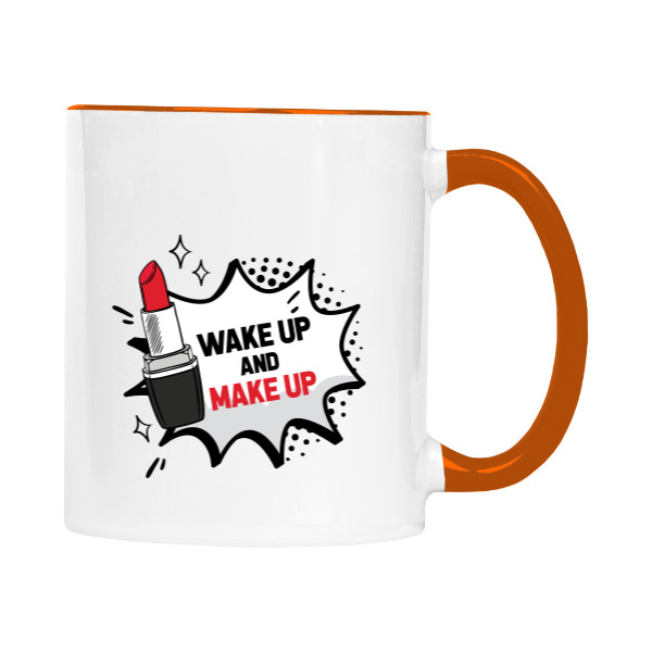 Cup colourful s potiskem Wake up and make up