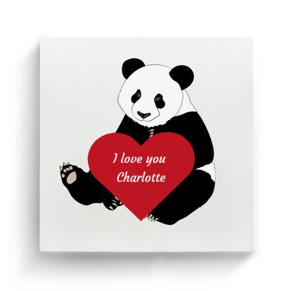 Fotoplátno čtverec s potiskem Wall decor Panda I love You with editable name