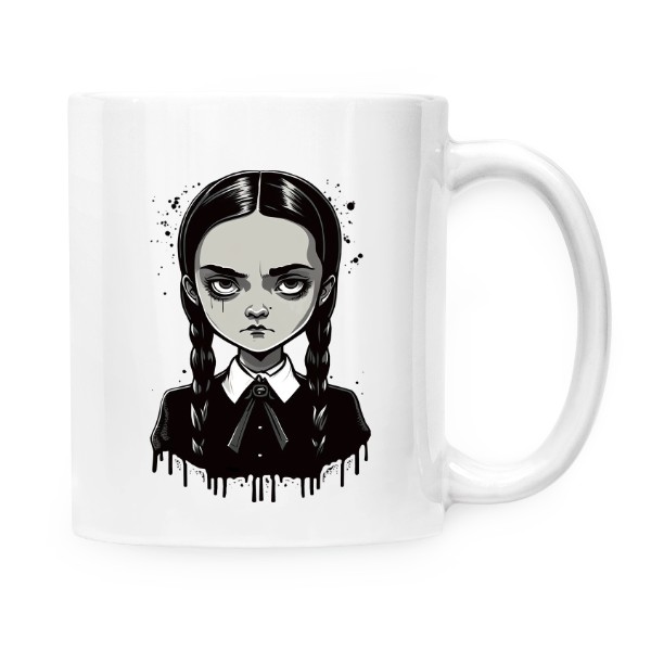 Cup white s potiskem Wednesday Addams