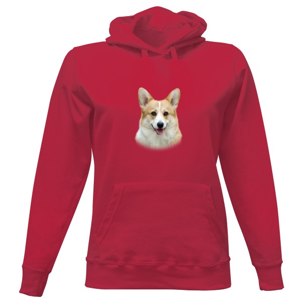 Dámská mikina s kapucí s potiskem Welsch Corgi 