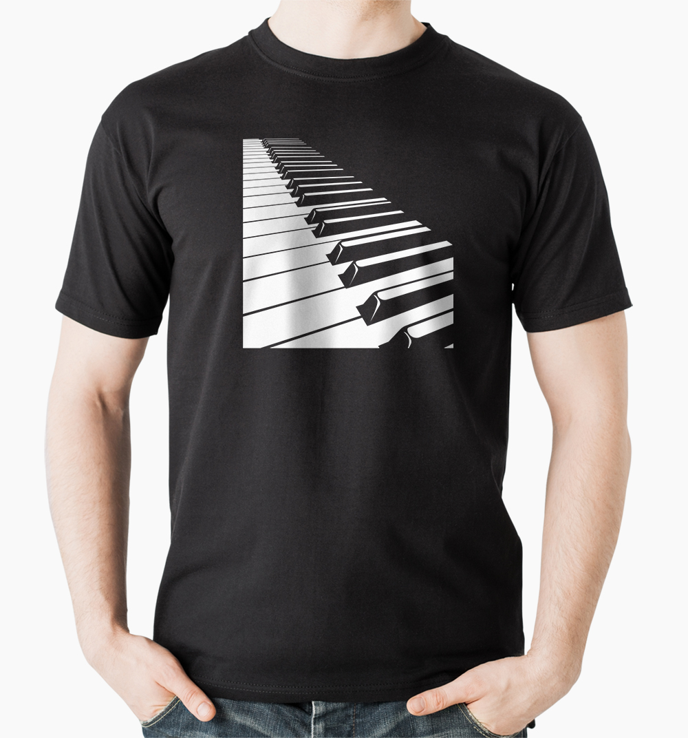Tričko s potlačou piano klavesy organ