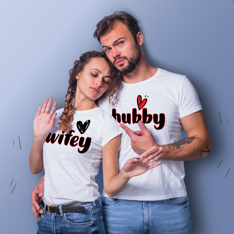 Párová svatební trička Wifey a Hubby