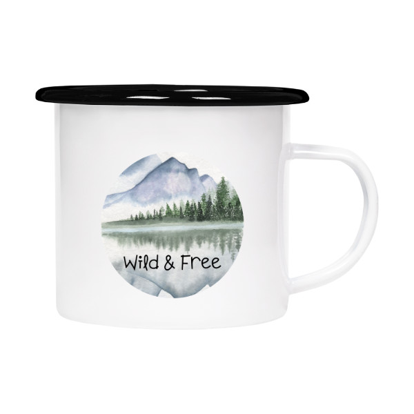 Tin mug - enamel hem s potiskem Wild a Free