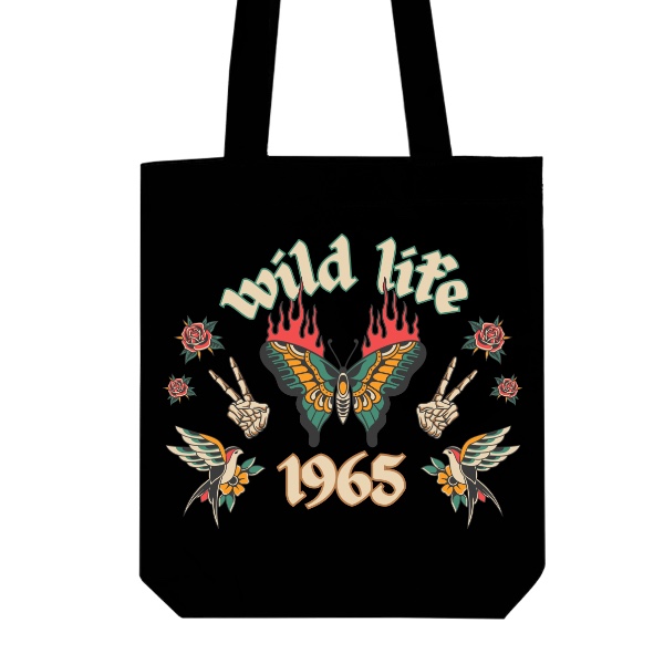 Taška z bio bavlny s potlačou Wild life 1965