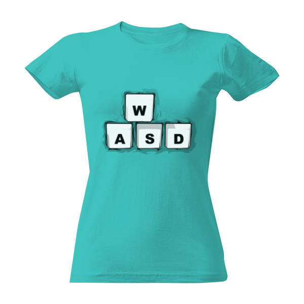 Tričko s potiskem WSAD ovládání - Dámské