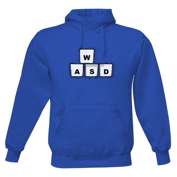 Pánská mikina s kapucí s potiskem WSAD ovládání