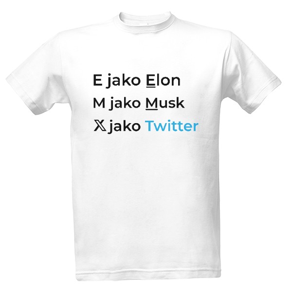 Tričko s potiskem X jako Twitter