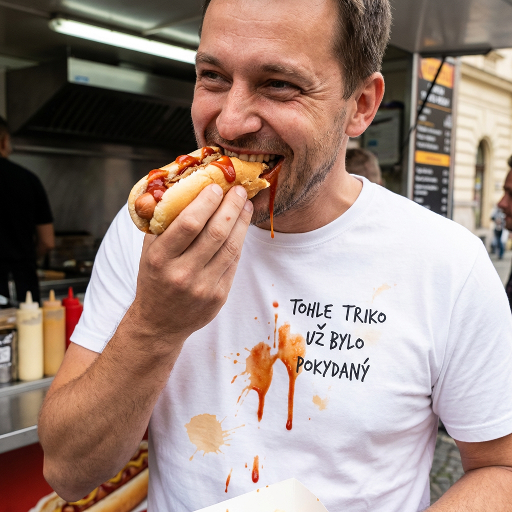 Tohle triko už bylo pokydaný