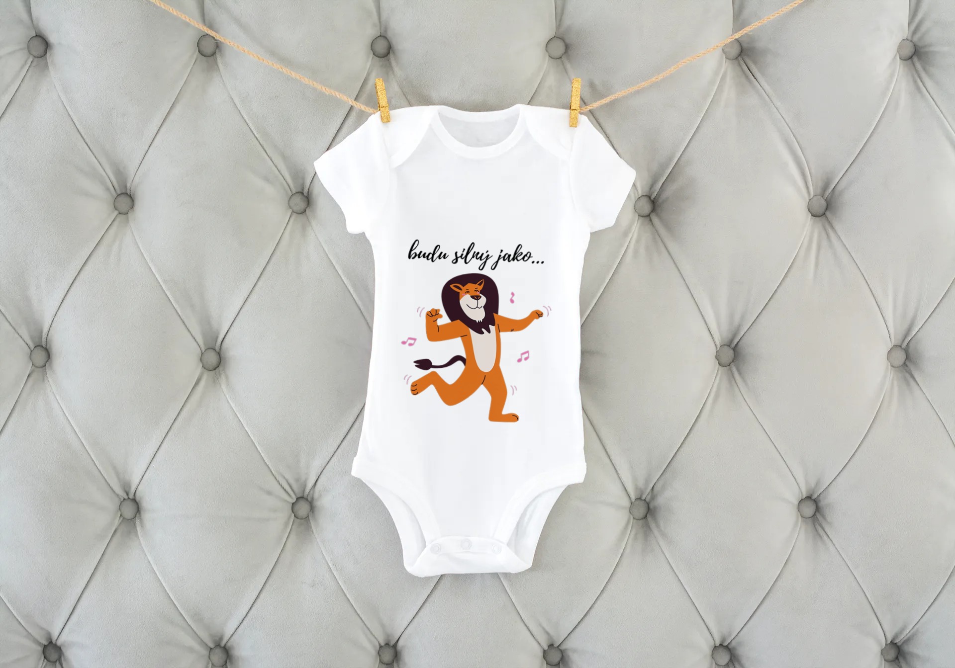 Dětské body  s potiskem budu silný jako LEV