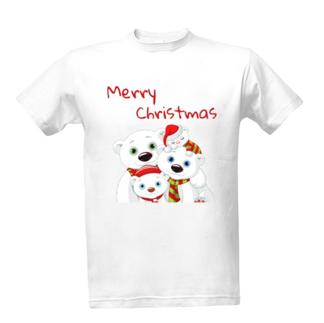 Tričko s potiskem Vánoční medvědí rodina tričko pánské 