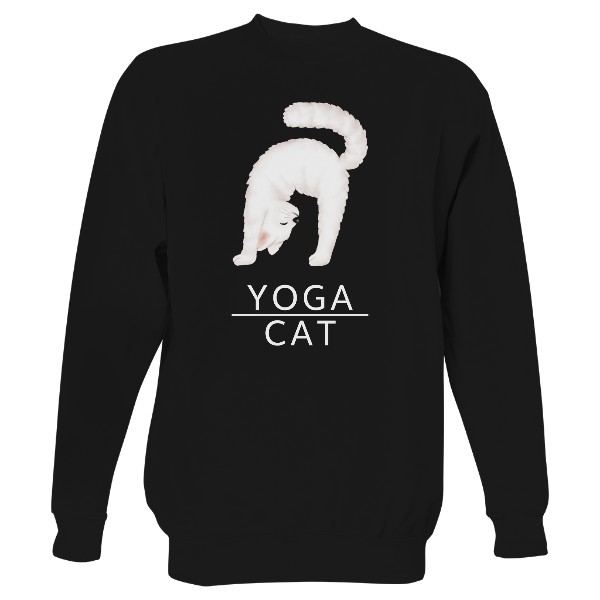 Mikina bez kapuce Unisex s potiskem Yoga CAT