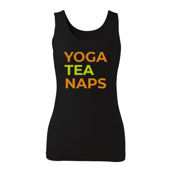Tričko s potiskem yoga, tea, naps