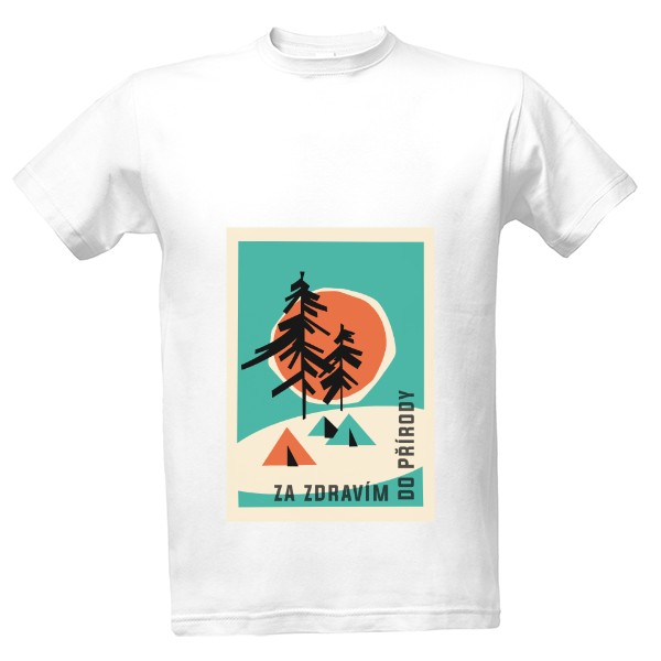 Tričko s potiskem Za zdravím do přírody - s rámečkem