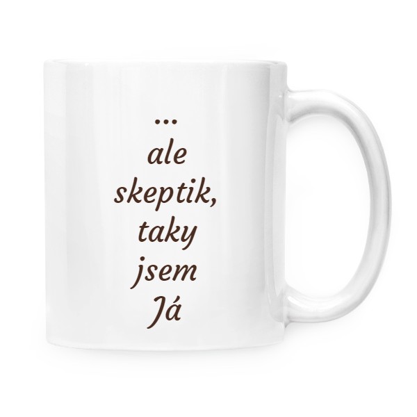 Hrnek malý bílý s potiskem zabarvovací hrnek - pravda se pomalu odhaluje