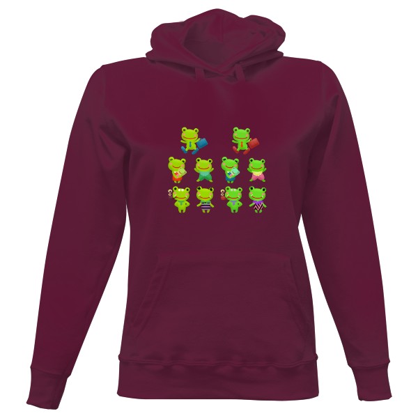 Dámská mikina s kapucí s potiskem Žabičky