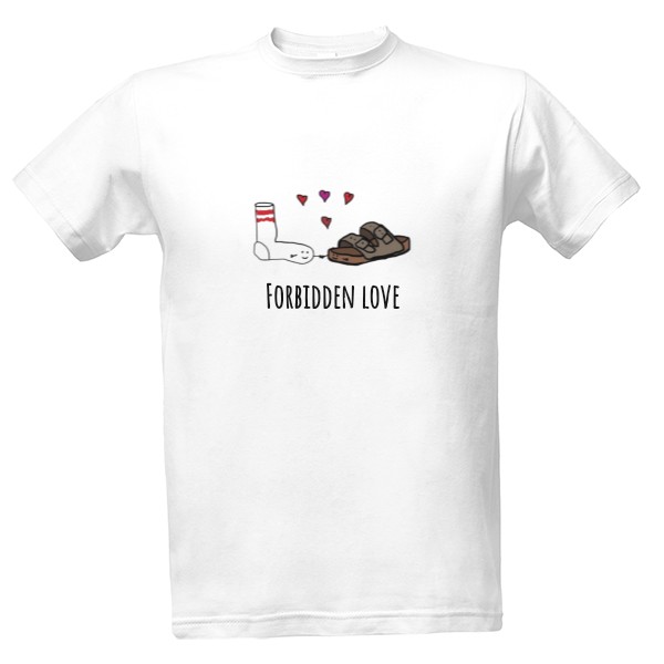Tričko s potiskem Zakazana laska ponozky a sandaly (forbidden love)
