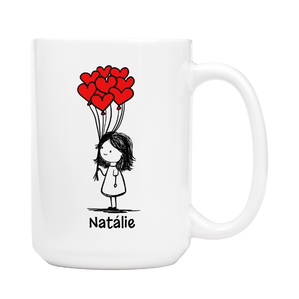 Zamilovaná holka se srdíčky a jménem