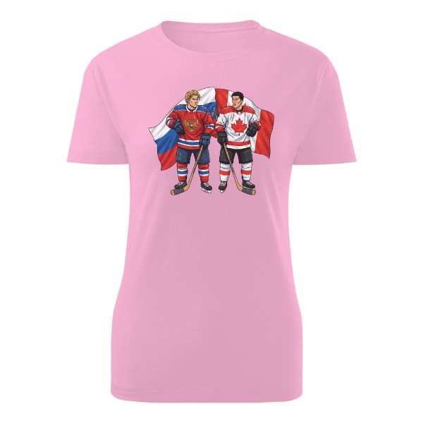 Tričko s potiskem Zamilovaní gay hokejoví rivalové Rusko vs Kanada romance