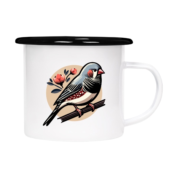 Plecháček - smaltový lem s potiskem Zebřička sameček