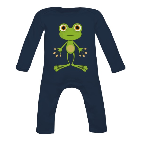 Dětské body Long Organic s potiskem Zelený žabák