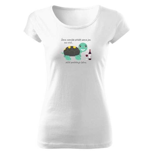 Tričko s potiskem Želva a víno