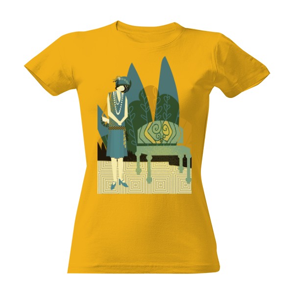 Tričko s potiskem Žena v modrém