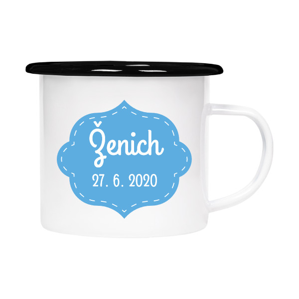 Plecháček - smaltový lem s potiskem Ženich cup