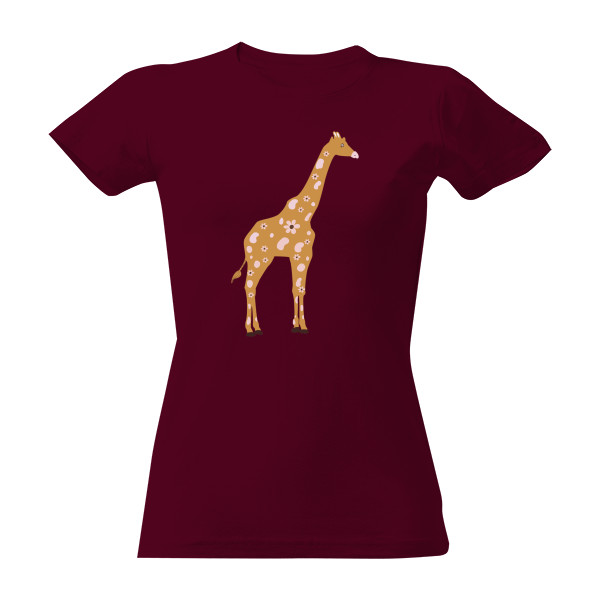 Tričko s potiskem Žirafa s květinami