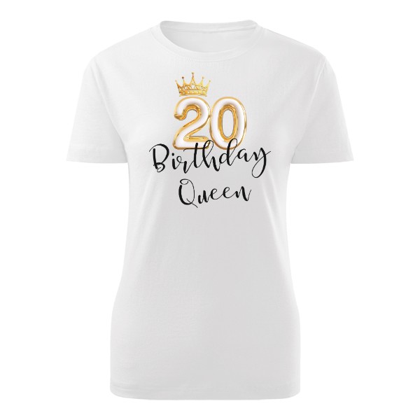 Zlatá korunka 20 Birthday Queen na světlý podklad