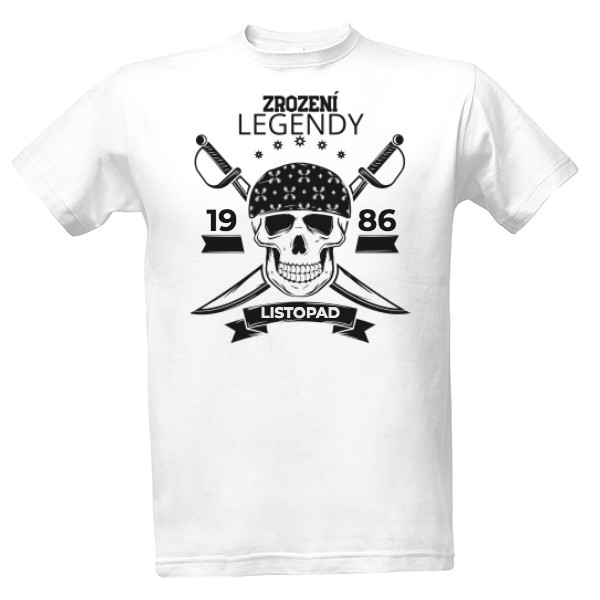 Tričko s potiskem Zrození legendy s vlastním textem LEBKA